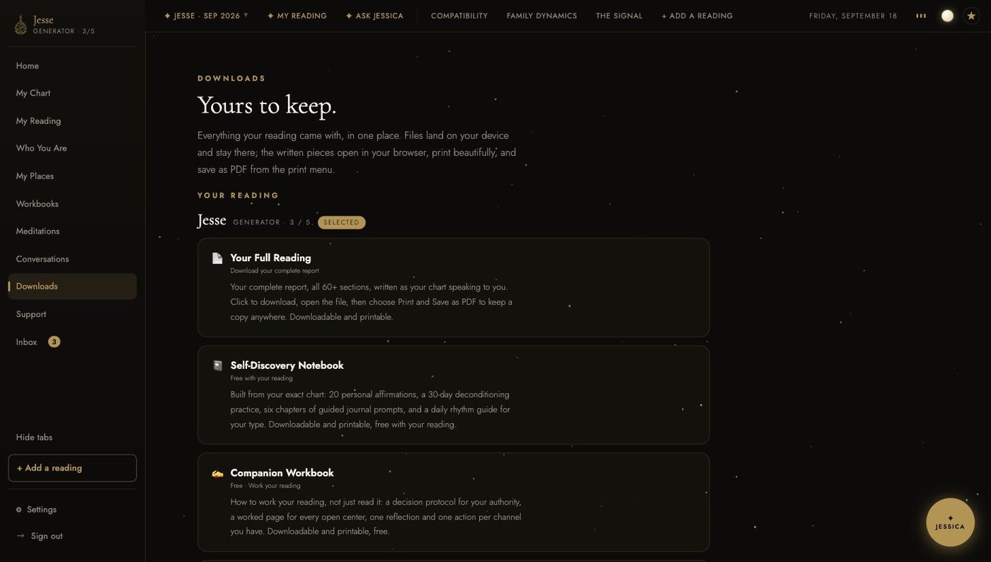 The same Downloads tab in the dark theme on near black.